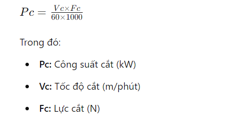 Công thức tính công suất cắt