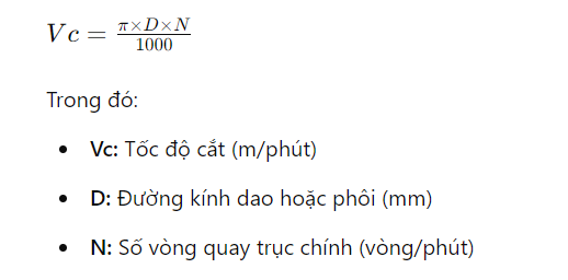 Công thức tính tốc độ cắt